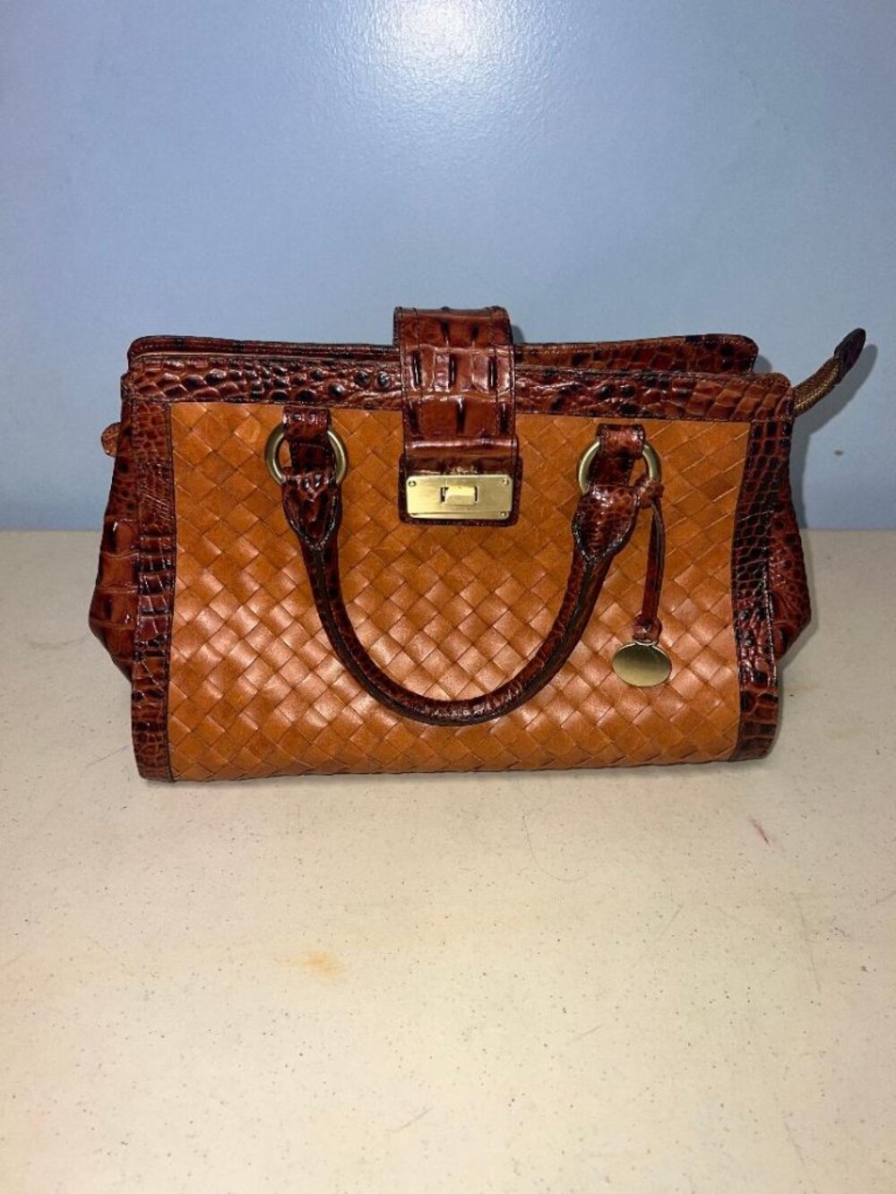Brahmin Woven Leather Satchel Handbag